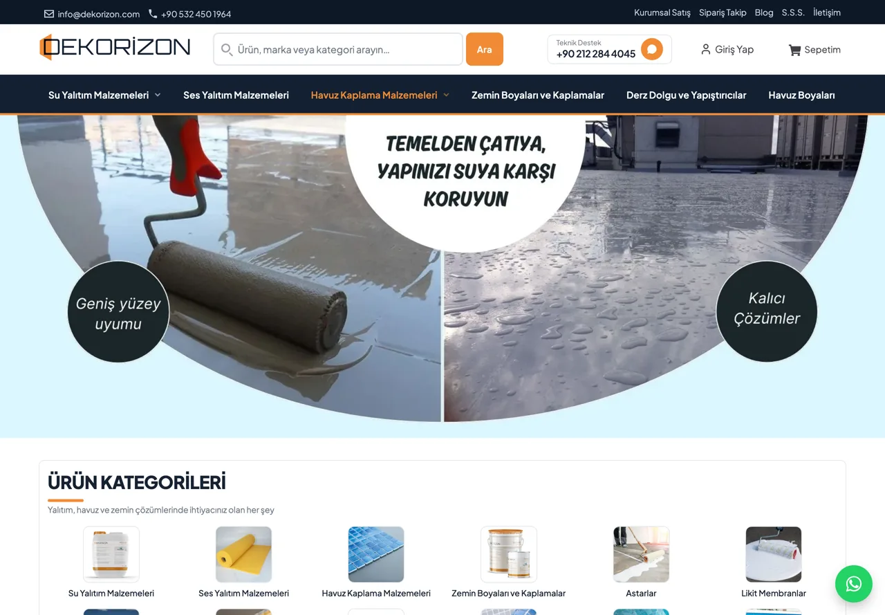 Dekorizon ana sayfası, masaüstü görünüm