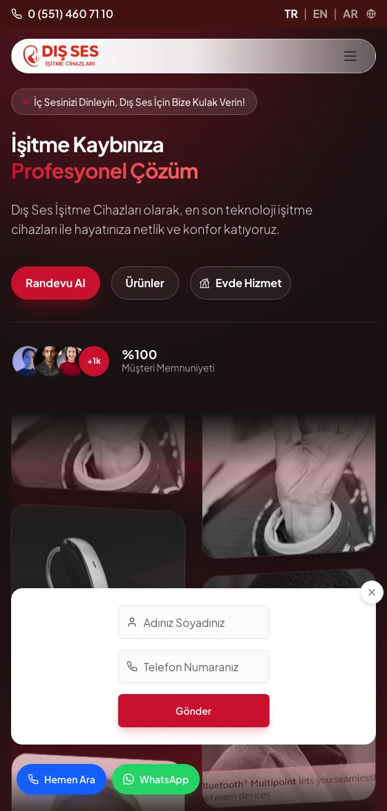 Ana sayfa mobil görünümü