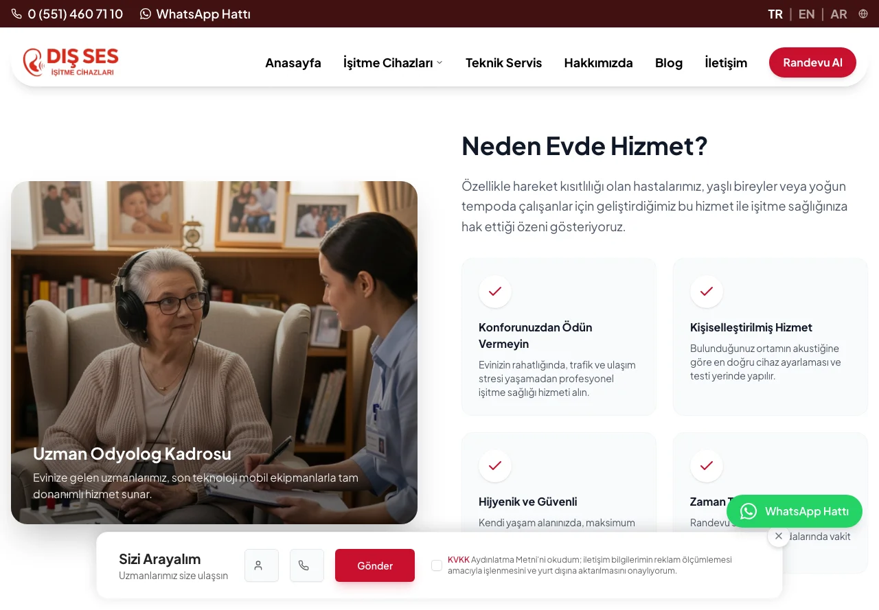 Evde hizmet sayfası