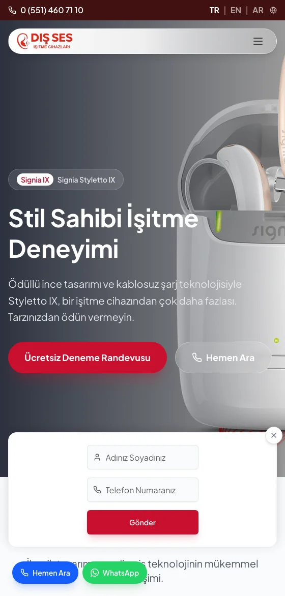 Ürün sayfası mobil görünümü