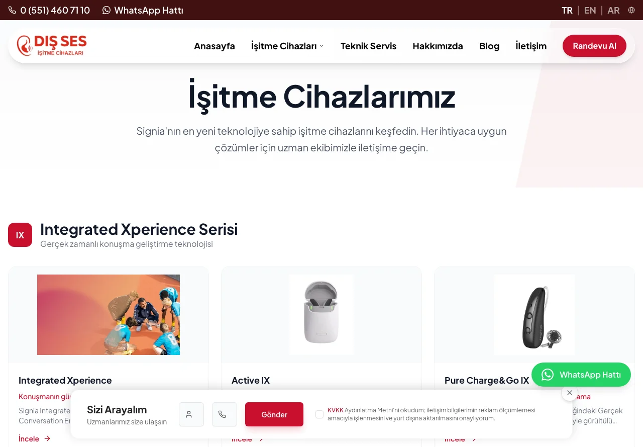 İşitme cihazları katalog sayfası