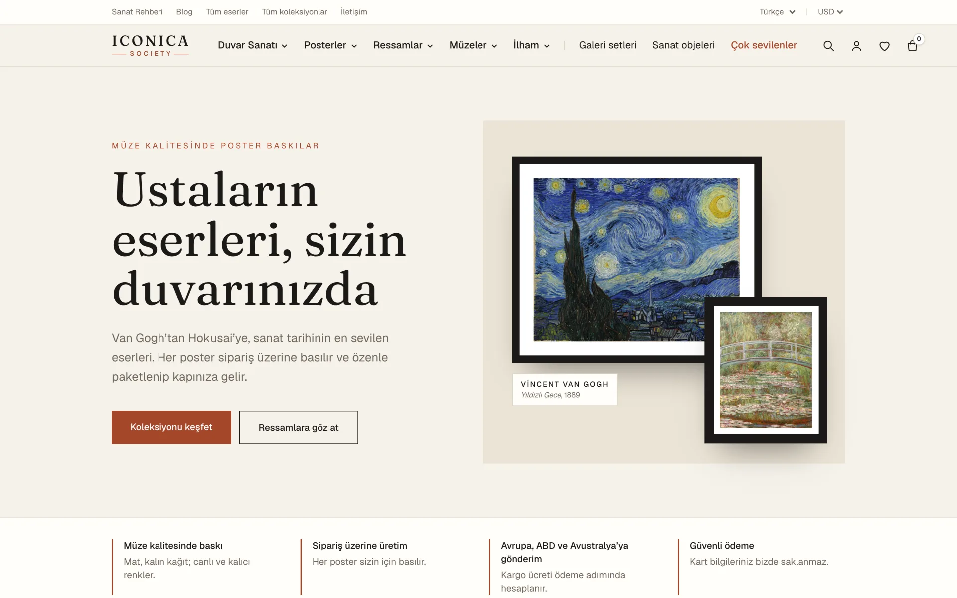 Iconica Society home page, desktop view