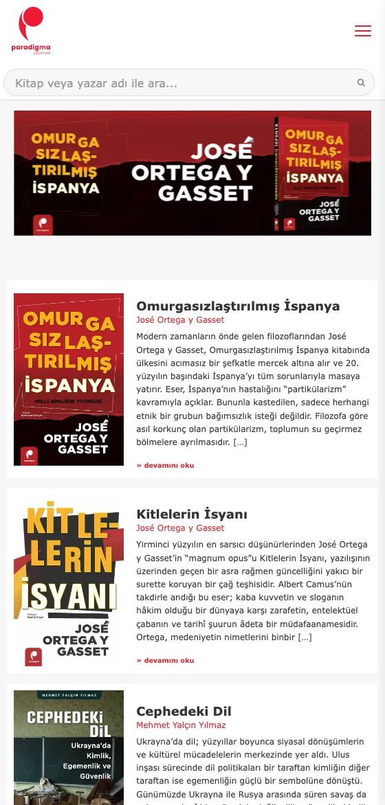 Ana sayfa mobil görünümü