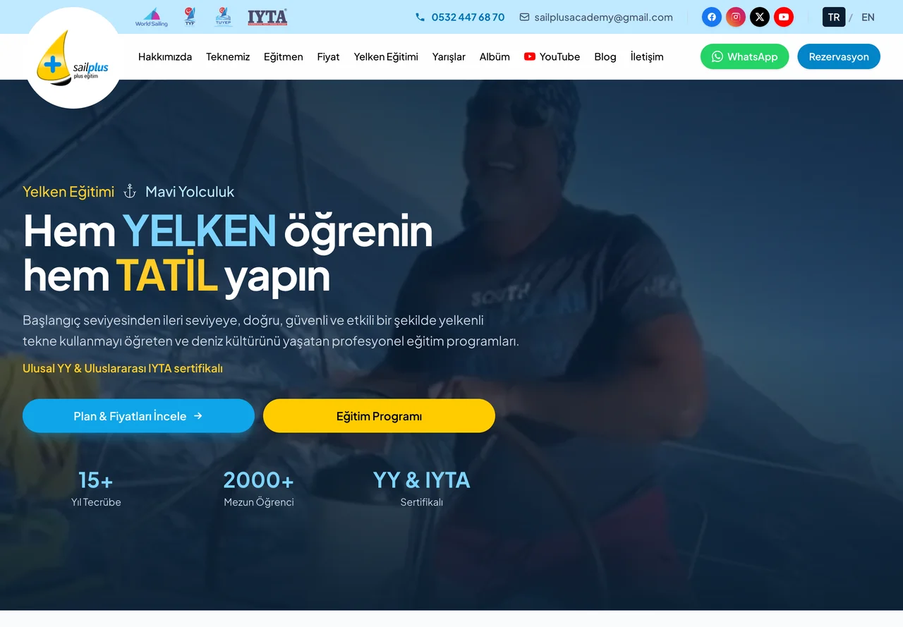 Sailplus home page, desktop view